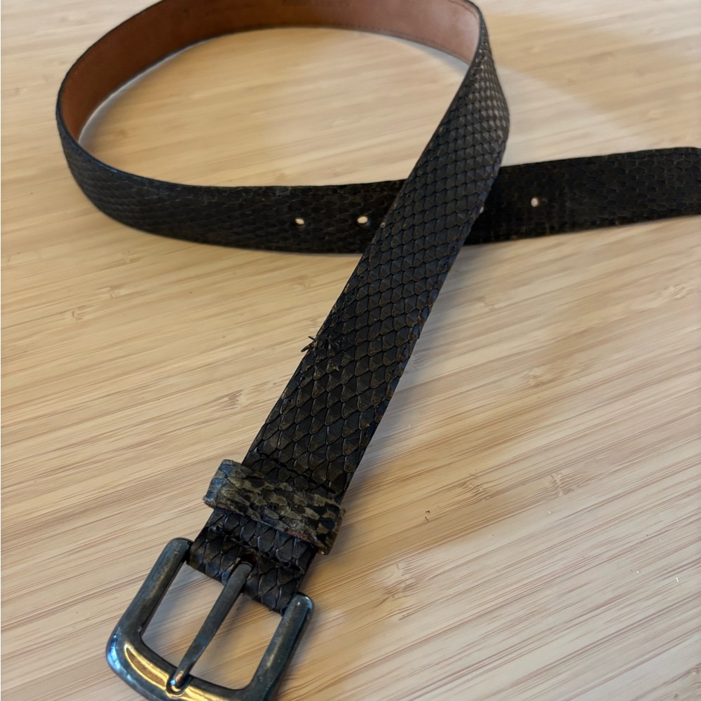 Women’s Armani Collezioni Olive Green Python Leather Belt